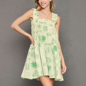 NWT UMGEE Bohemian Beach Ruffle Mini Dress S M L